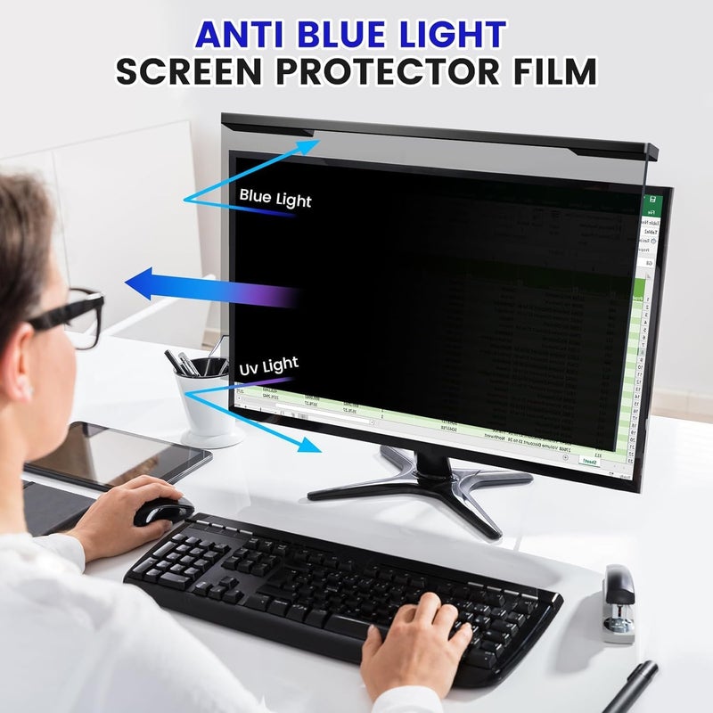 ZpTsarinal Hanging 27 Inch Computer Privacy Screen Filter, Hanging Computer Screen Privacy Cover, Compatible with, 27 Inch 16:9 Widescreen Monitors, Protect Eyes from Glare and Blue Light - Image 5